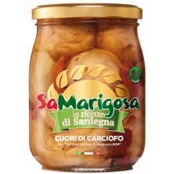 Spicy artichoke hearts from 'DOP Sardinian spiny artichoke' 500 g. Jar