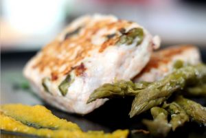 Hamburger di pesce spada agli asparagi